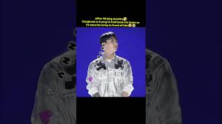After 18 long months🥺 Jungkook is trying to hold back his tears as he sees his Army in front of him😭