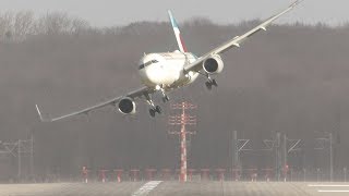 UNBELIEVABLE CROSSWIND LANDINGS during a STORM with 20 ABORTED LANDINGS - GO AROUND !!