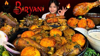EATING DIFFERENT TYPES OF BIRYANI🥵🔥Pork Biryani, Mutton Biryani, Chicken Biryani & Egg Biryani