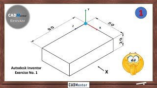 Autodesk Inventor Exercise No. 1 | Basic rectangular block | CAD Mentor | Extrude command