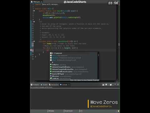 0034 Move Zeros problem in #java #algorithms #programming #coding #shorts
