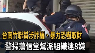 台南竹聯幫涉詐騙、暴力恐嚇取財　警掃蕩信堂幫派組織逮8嫌－民視新聞