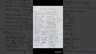 Current Electricity Class 12 All formulas Short Notes
