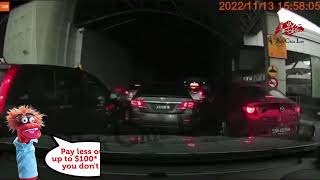 Accident and altercation at Woodlands CIQ Singapore car hits Malaysian car twice while squeezing