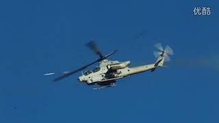 美国海军陆战队AH 1Z UH 1Y对地火力支援射击训练