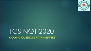 TCS NQT 2020 CODING QUESTIONS WITH ANSWERS