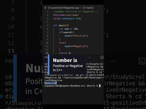 Check if a Number is Positive or Negative in C++ | Quick Guide #programming  #shorts