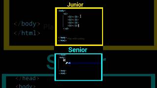 HTML junior🤓 vs senior😎 programmer html Emmets hack😱#htmltutorial #html