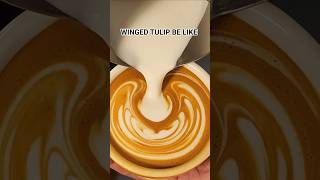 Winged tulip pattern be like #coffeeart #coffee #latteart