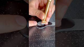 Punching stitching holes #leatherasmr #leathercompany #leathercrafttool #leatherstitching #sinabroks