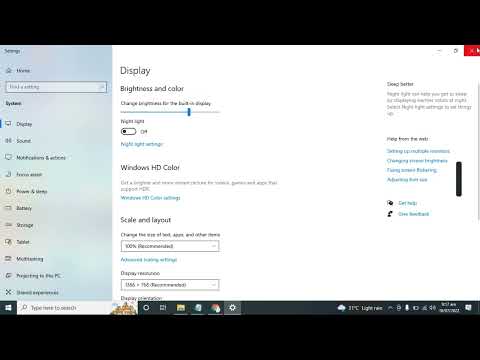 Change Brightness level of display for window 10