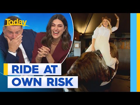 Today reporter tackles controversial mechanical bull | Today Show Australia