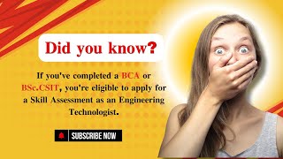 BCA or BSc CSIT? You're Eligible for Engineering Technologist Assessment (ANZSCO 233914)!