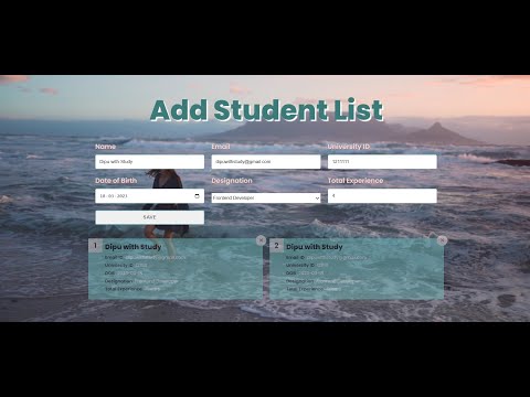 Add Student Details using HTML, CSS and Javascript with source code || Student TODO List