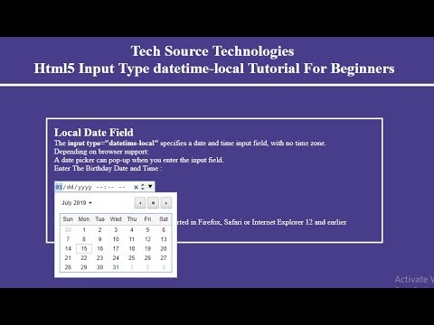 Html5 Input Type datetime-local | Input type ="datetime-local" | Html5 Input types