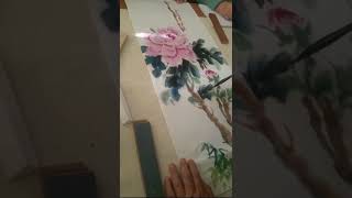粉色牡丹条幅构图技巧（五）