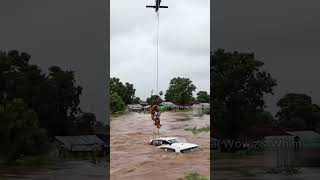 Dramatic Airlift! Family Saved from Raging Floodwaters 😱🚁 #Shorts #Rescue #viralvideo