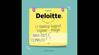 Deloitte New hiring | L1 Desktop Support Engineer - Analyst | FRESHERS JOB 2023,2024&2025 BATCH #job