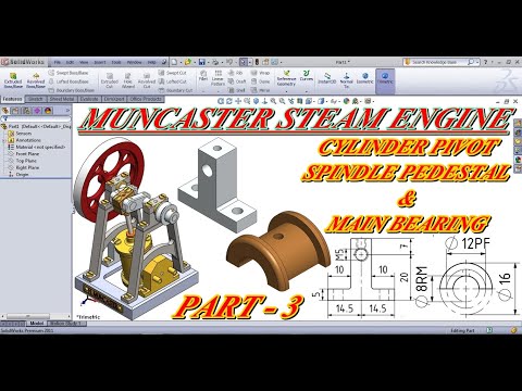 MAIN BEARING & CYLINDER PIVOT SPINDLE PEDESTAL  OF MUNCASTER STEAM ENGINE PART NO : 3