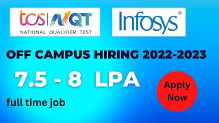TCS Again Started Free NQT Hiring | Infosys Walk in Drive | Hiring 2023-2020 BATCH 8LPA