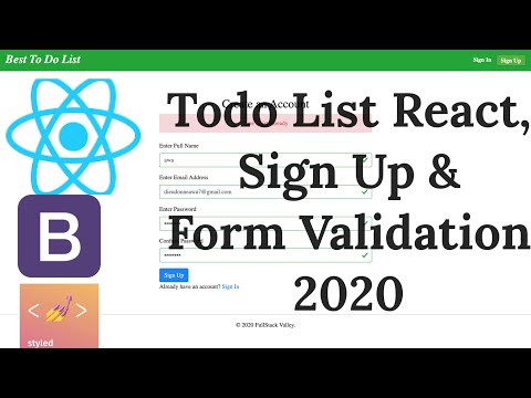 Sign up form validation using React Hooks, Context & axios | No Redux. Best To Do List App #12.