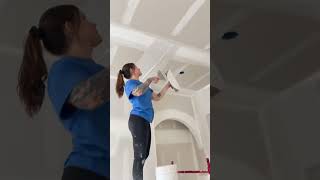 Coating a ceiling buttjoint! 😁 #drywall #taping #construction #diy #satisfying
