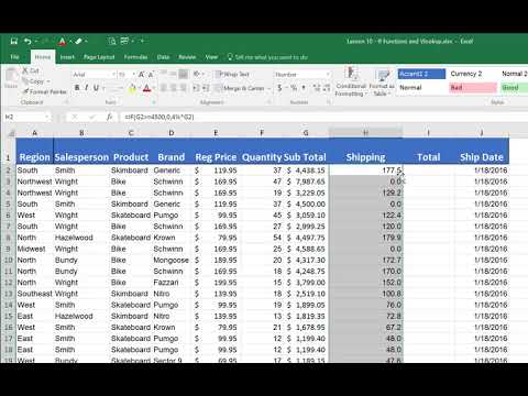 Lesson 10   Topic 1   If functions and Vlookup