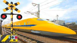 【電車】踏切動画【ふみきり 鉄道】train railway railroad crossing ドクターイエロー 新幹線