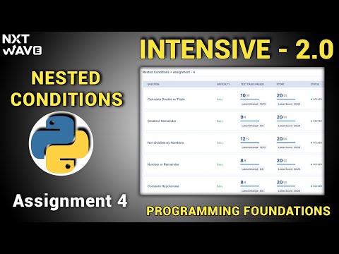 Nested Conditions|Assignment-4 Answers|Python|INTENSIVE 2.0| NxtWave|CCBP 4.0 #ccbp#nxtwave