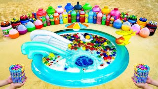 Water Slide Experiment: Big Pool with Toothpaste Eruption, Balloon of Orbeez, Coca Cola and Mentos