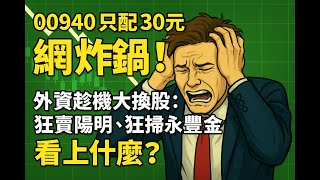 「00940配息爭議：珍奶與台灣價值」「10分鐘摘要式有聲書」「00940 只配 30元 網炸鍋！外資趁機大換股：狂賣 陽明、狂掃 永豐金 看上什麼？」
