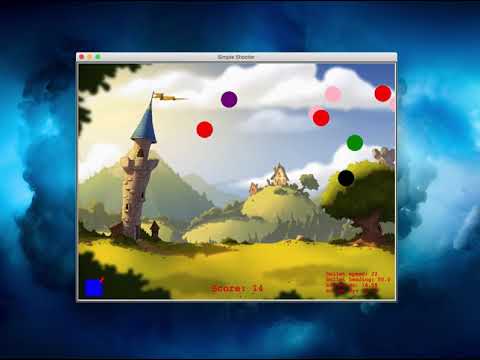 Easy game with a cannon shooting balloons and simple gravity simulation in Python 3 and Turtle.