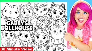 Coloring Gabby's Dollhouse & Friends Coloring Pages | Gabby, Pandy, DJ Catnip, Mercat & Cakey Cat