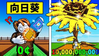 【培養花園】新手只種一個向日葵！直到成為100億富翁！【Roblox 】【機械方塊】