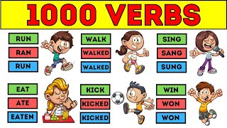 1000 Action Verbs Vocabulary | 100+ Most Important Verb Forms in English v1 v2 v3 | Verb Forms