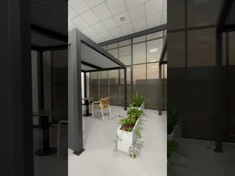Sneak peek corner of our sample room #pergolamanufacturer #bioclimaticpergola #pergolafactory