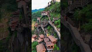 中国现实版的仙侠世界，江西耗资28亿，在悬崖上建起的仙侠古镇。 #china #travel
