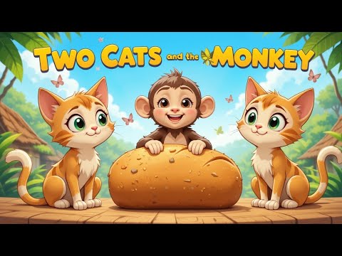 😾😹🐒Two Cats and a Monkey | Animated Moral Story for Kids | Funny Animal Story 🐱🐵🍞
