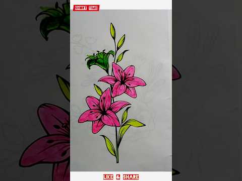 Flower Drawing and Coloring #art #coloring #drawing #flowers #shorts