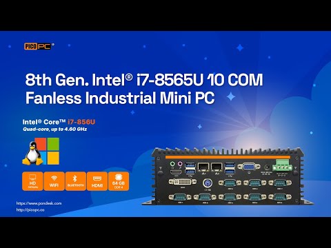 PICO PC® Dual LAN 4G 10 COM Fanless IPC Industrial Appliance Mini PC with Intel® i7-8565U | MNHO-082
