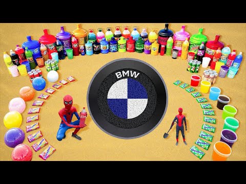 How to Make BMW Logo with Cement, Balloon of Orbeez, Big Fanta, Pepsi, Coca Cola and Mentos