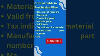 SAP MM Interview questions and answers | Important fields in Material | #shorts #sap #materialmaster