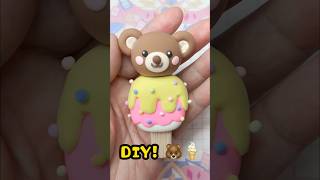 Easy Ice Cream Bear DIY! 🐻🍦 #airdryclay #diy #clayart #summerdiy #shorts #claytutorial