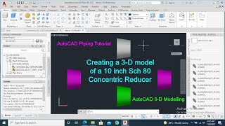 How to create a 3-D model of a Concentric reducer on AutoCAD (AutoCAD Piping components Tutorial)