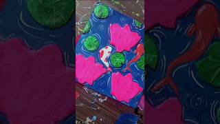 Diy wall putty koi fish art/koi fish panting/wall putty landscape painting #acrylic #art