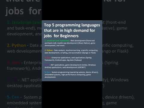 Top 5 programming languages that are in high demand for jobs  for Beginners. #softwaredevelopment