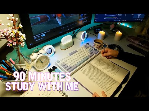 90 Minutes Study With Me | Rainy Day, Real Study, 45 Minute Pomodoro 📚