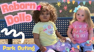 Park Outing with Reborn Dolls Cozy & June 🛝 Dressing, Car Ride and Fun 🤩  #rebornroleplay