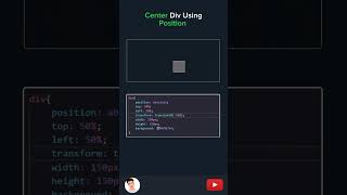 How To Center Div Using Position | #shorts #short #html5