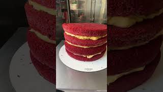 MONTANDO BOLO REDVELVET PARA 60 PESSOAS #chocolatecake #confeitaria #confeitar #cake #BOLO